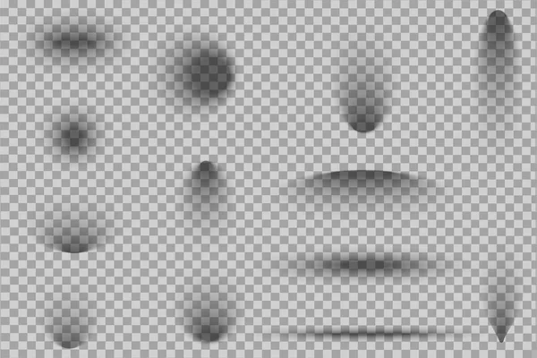 Schaduwset Effecten Voor Het Decoreren Van Realistische Objecten Transparante Overgangsschaduw — Stockvector