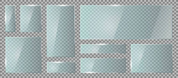Ensemble Lunettes Réalistes Plaques Verre Transparentes Modèle Fenêtre Illustration Vectorielle — Image vectorielle