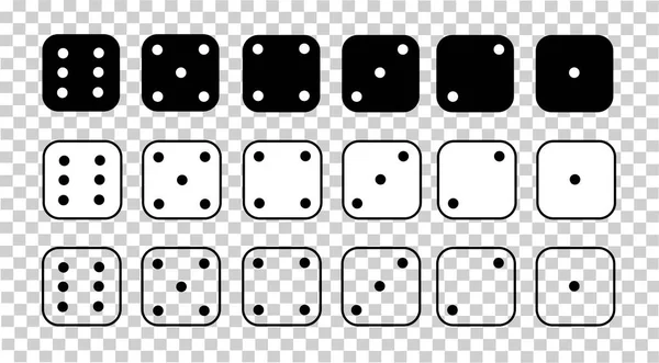 Dice Set Cube Dots Numbers Different Sides Isolated Transparent Background — Stockvektor