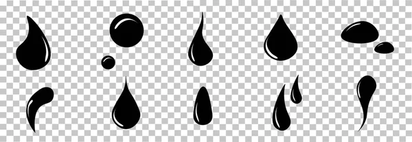 Une Goutte Eau Ensemble Icônes Isolées Noires Eléments Plats Simples — Image vectorielle