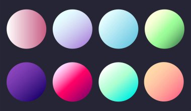 Yumuşak, yumuşak, geriye dönük renkte bir desen seti. Bulanık renkler. Uygulama tasarımları, web sitesi sayfaları, kağıt ve kumaş baskıları için arkaplan gradyanı. Vektör resmi