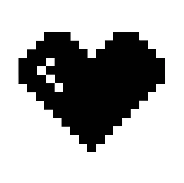 Pixel Black Heart Computer Games Life Strip Filling Level Heart — Stockvektor