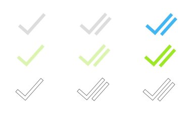 Read message icon with double checkmark.Blue tick.Viewed message in a social network chat. Vector illustration.