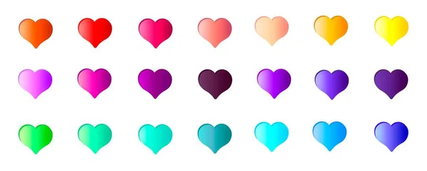 Heart Icons Feeling Love Set Colorful Romantic Cute Colorful Hearts — Stockvektor
