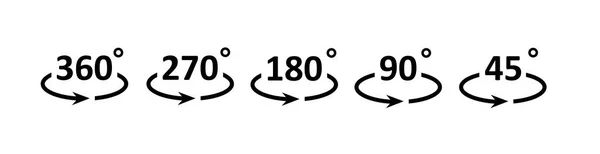 Набор Значков 360 Градусов Вращение 270 180 Градусов Знак Округлой — стоковый вектор