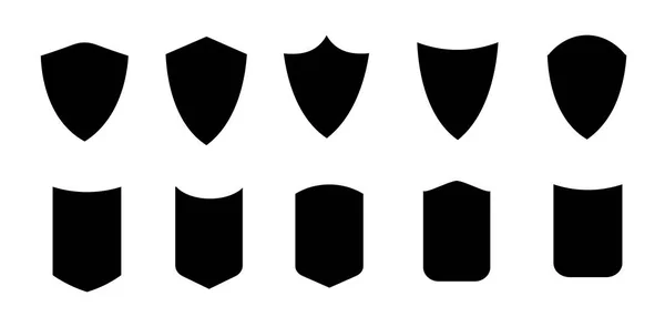 Schildpictogrammen Ingesteld Zwart Bord Beschermingsconcept Verzameling Van Eenvoudige Symbolen Verschillende — Stockvector
