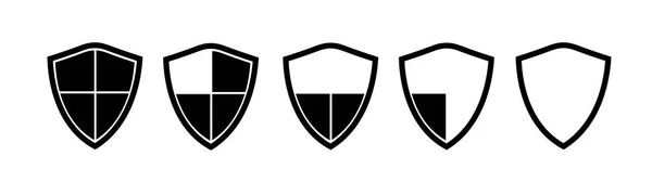 Icônes Bouclier Définies Panneau Antivirus Noir Concept Niveau Protection Collection — Image vectorielle