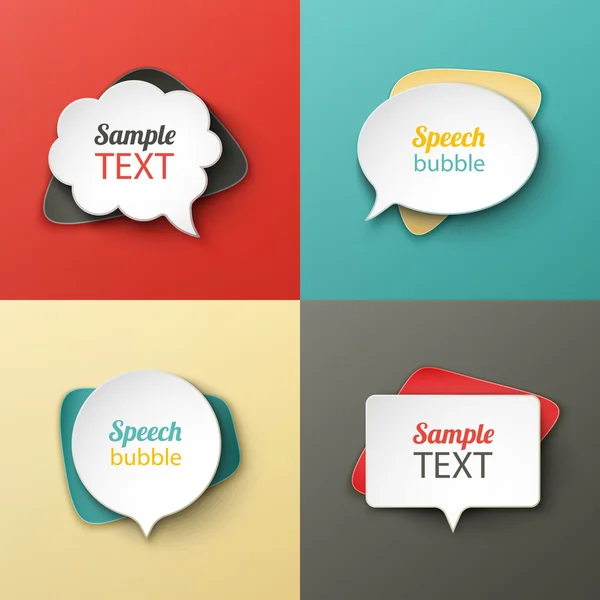 Paper speech bubbles different shapes with the shadows — Stock Vector