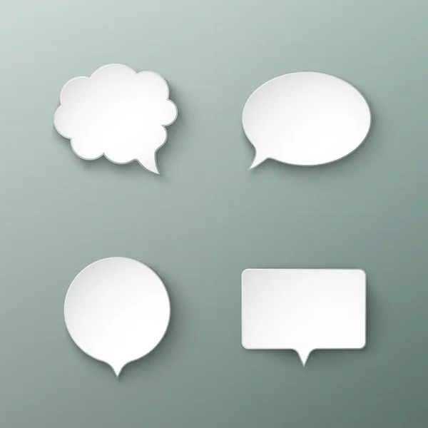 Paper speech bubbles different shapes with the shadows — Stock Vector