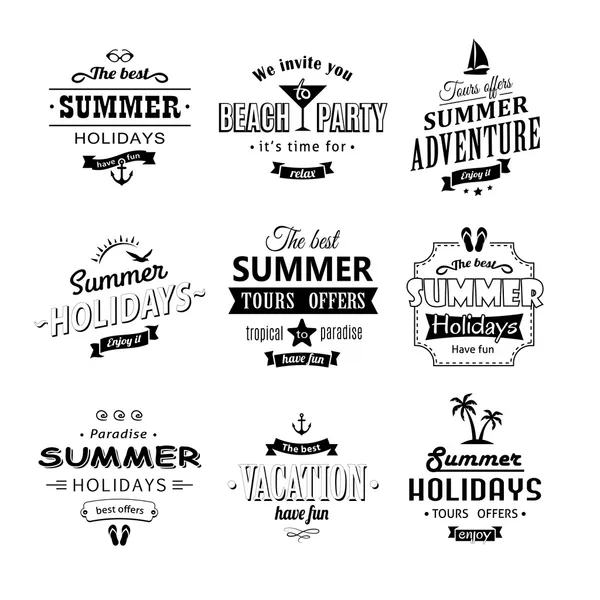 Beach labels set on white — Stock Vector