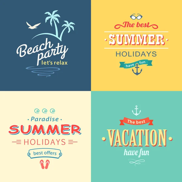 Beach colorful labels set — Stock Vector