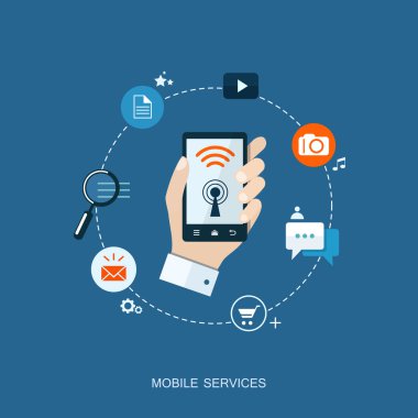 düz simgeler tasarlamak. mobil hizmetler