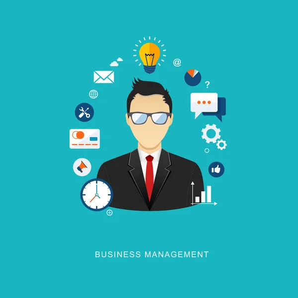 Business management concept vlakke afbeelding — Stockvector