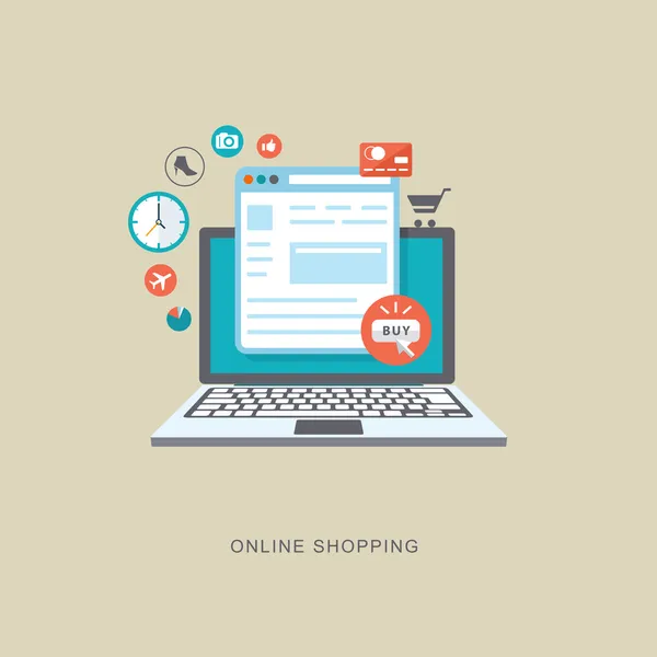 Compras online flat illiustration —  Vetores de Stock