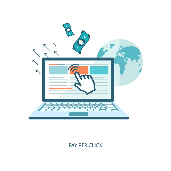 Pay per click illustrazione piatta — Vettoriale Stock