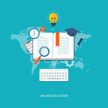 İnternet Eğitim düz şekil