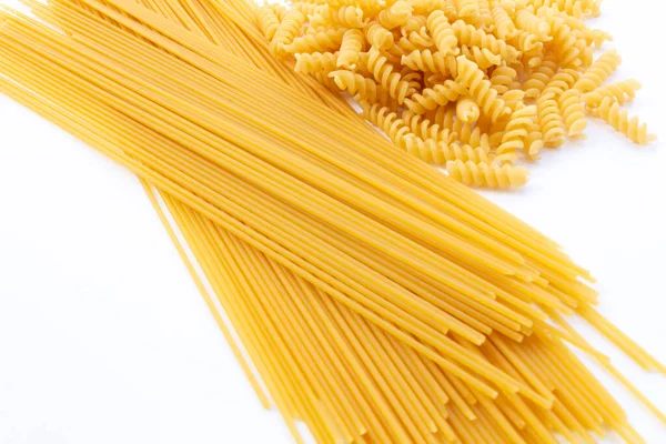 Spaghetti Isolated White Background Flat Lay Top View — Photo
