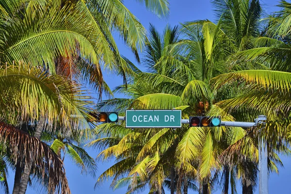 Ocean drive sokak tabelası — Stok fotoğraf