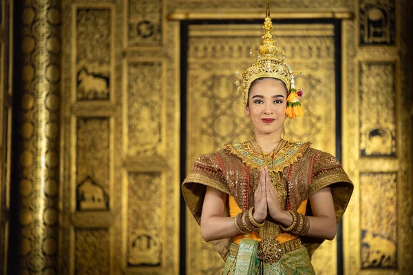 Pantomime Khon Est Une Pièce Masquée Traditionnelle Thaïlandaise Jouant Des — Photo