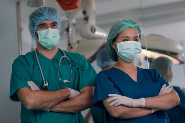 Team of professional doctors performing operation in surgery room, Healthcare and Medical