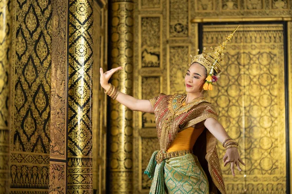 Pantomime Khon Traditional Thai Classic Masked Play Enacting Scenes Ramakien — ストック写真