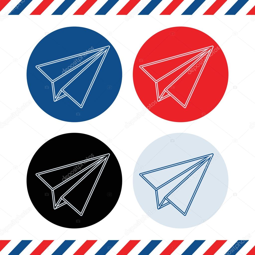 Paper plane icons on white background. 