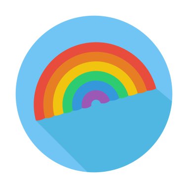 Tek düz lgbt gökkuşağı simge, simge ile uzun gölge.