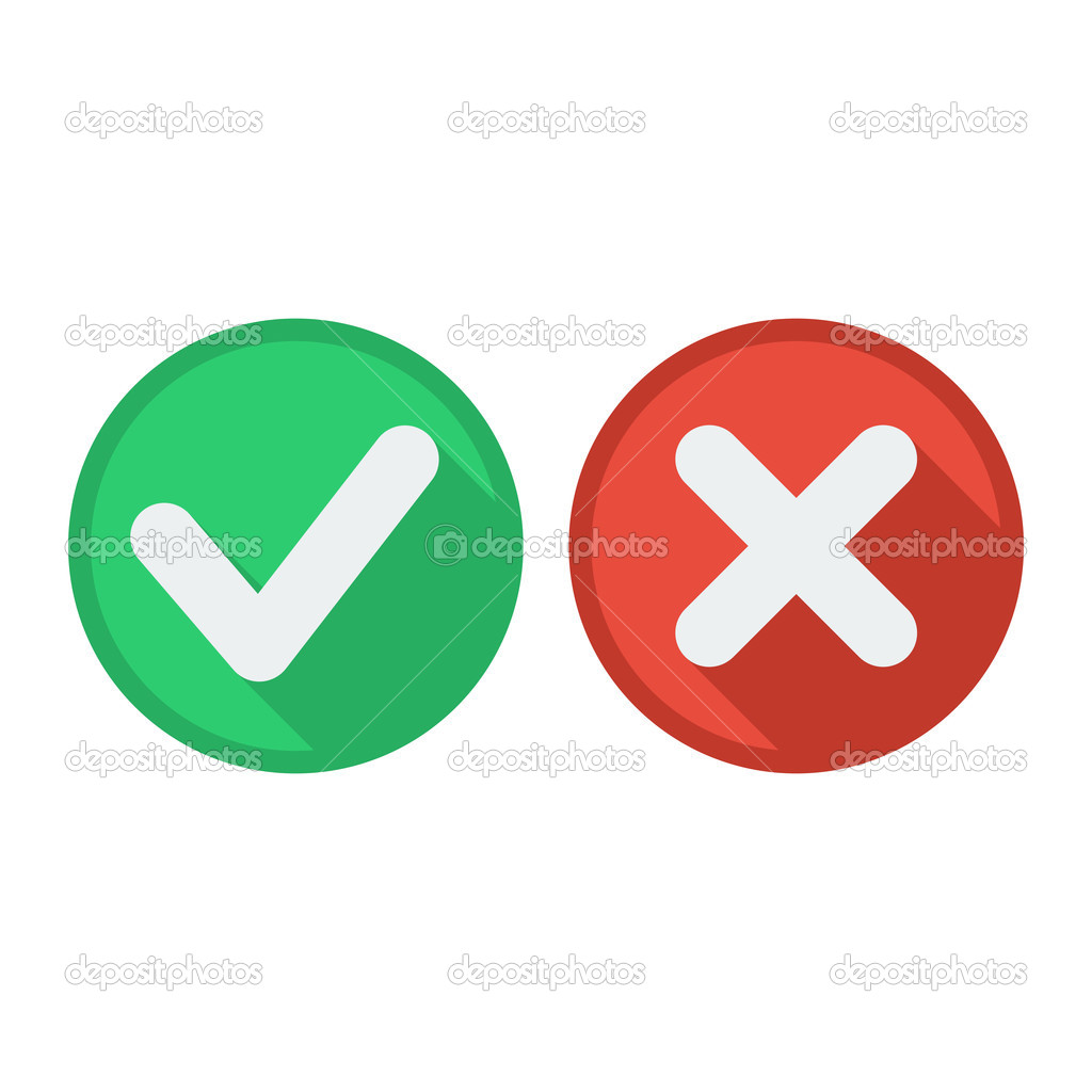 Delete and tick or check and cross marks