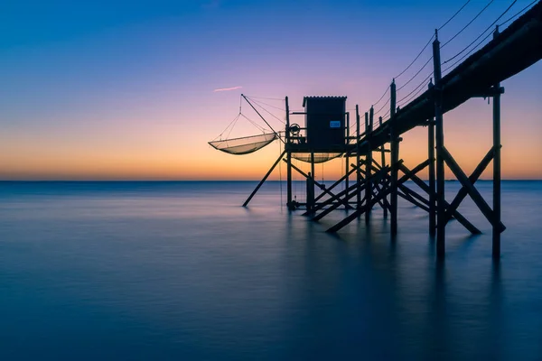 Typické Staré Dřevěné Rybářské Chatrče Chůdách Zvané Carrelet Atlantickém Oceánu — Stock fotografie