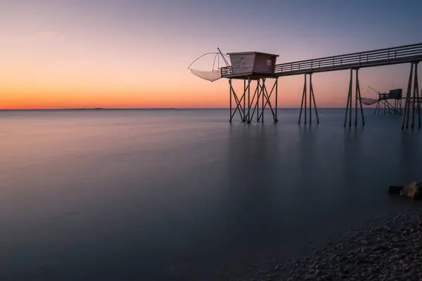 Typické Staré Dřevěné Rybářské Chatrče Chůdách Zvané Carrelet Atlantickém Oceánu — Stock fotografie