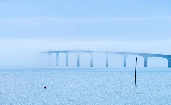 Ile Bridge Sea Fog Winter Day View Rivedooux — Stock Photo, Image