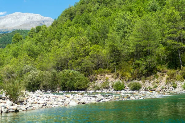 Aragon Ormanı 'ndaki Cinca Nehri. İspanya 'nın Huesca, İspanya' nın kuzeyindeki berrak sularda bulunan harika doğal havuzlarıyla