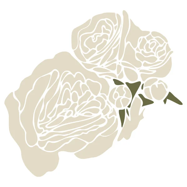 Zarte Vektor Flache Illustration Mit Einem Blumenstrauß Frühlingsstrauß Mit Rosen — Stockvektor