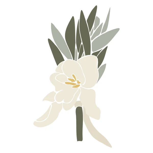 Ilustración Plana Vector Tierno Con Ramo Flores Ramo Primavera Con — Vector de stock