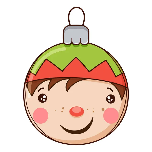 Mignon personnage de boule d'arbre de Noël. Illustration vectorielle. — Image vectorielle