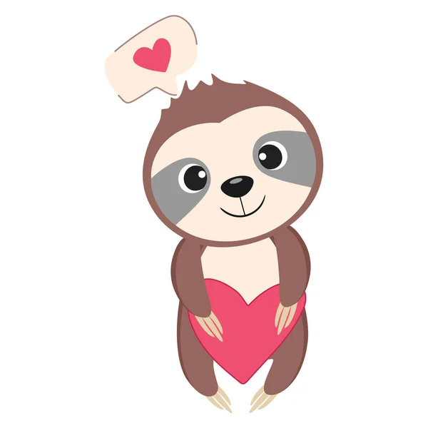 Cute lovely sloth holding heart, vector illustration. — Archivo Imágenes Vectoriales