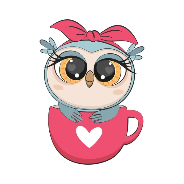 Cute cartoon owl. Funny birds. Vector illustration. — Wektor stockowy
