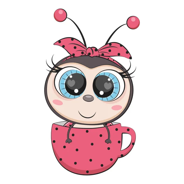 Cute cartoon ladybug, ladybird. Incect. Vector illustration. — Vettoriale Stock