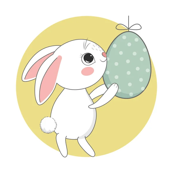 Милый пасхальный кролик. Весенние каникулы Векторная иллюстрация. — стоковый вектор