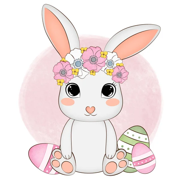 Mignon lapin de Pâques. Vacances de printemps. Illustration de stock. — Photo