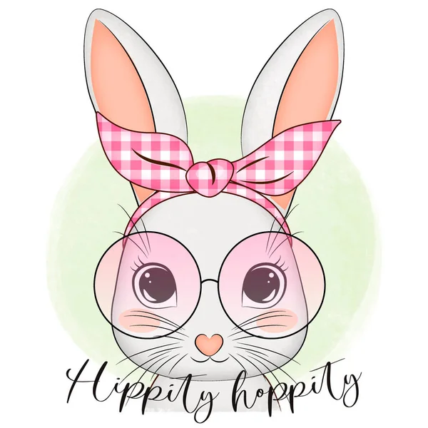 Mignon lapin de Pâques. Hippity Hoppity. Illustration de stock. — Photo
