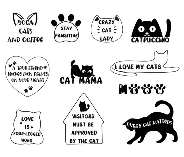 Cat quotes. Inspirational messages for cats lovers. Vector stock illustration. 