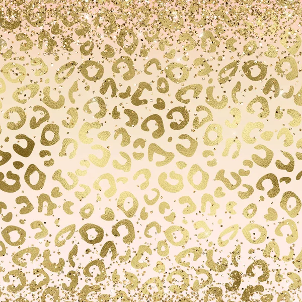 Golden Leopard Print Texture Gold Glitter Gradienr Background Illustration —  Fotos de Stock