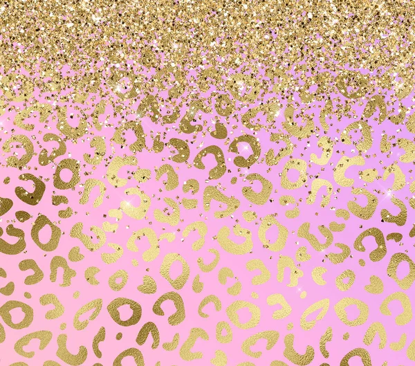 Golden Leopard Print Texture Gold Glitter Gradienr Background Illustration — Stockfoto