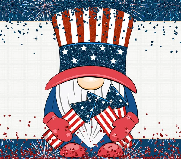 7月4日爱国美国侏儒 独立日的例证 — 图库照片