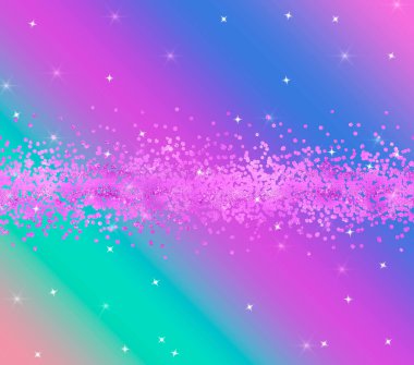 Iridescent shiny rainbow texture with lpink glitter. High quality illustration