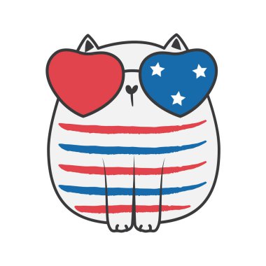 4 Temmuz Vatansever karalama kedisi. Stock Vektör illüstrasyonu. 