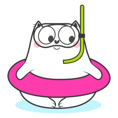 Doodle yaz kedisi. Vektör hisse çizimi. 