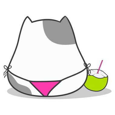 Doodle yaz kedisi. Vektör hisse çizimi. 