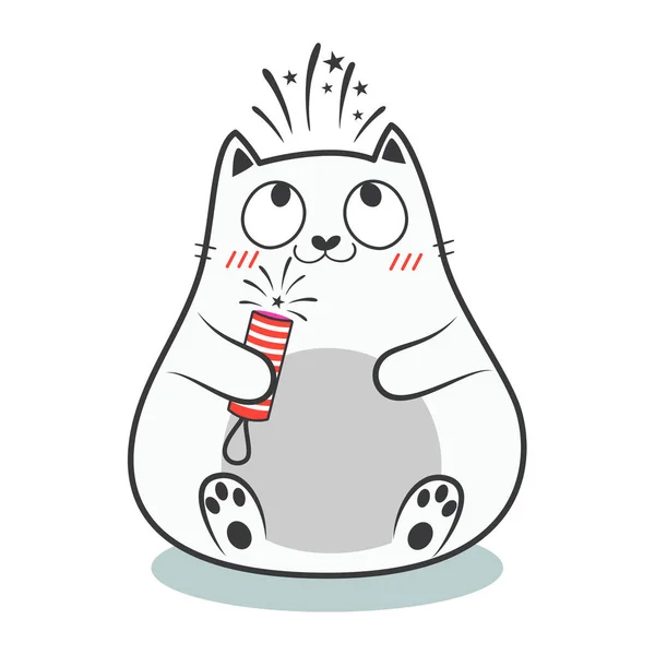 Weihnachtskritzelfette Katze Vektoraktiendarstellung — Stockvektor